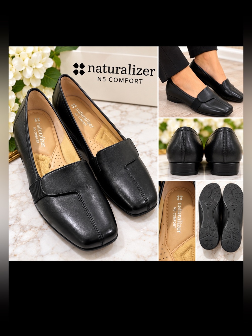 Naturalizer Black Slip-On Comfort Loafers